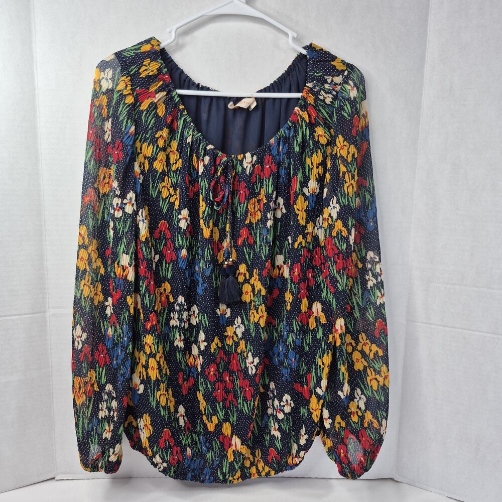 Tory Burch Josephine Iris Garden Floral Peasant Top Size Large